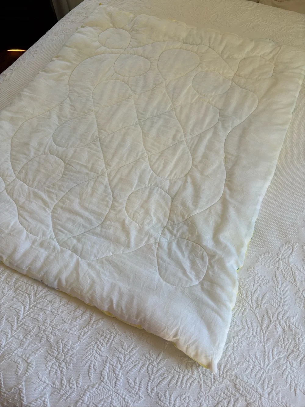 Vintage quilted crib baby blanket 1979 Yogi Bear, Flintstones by Kendall Co.